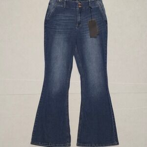 Copperflash Women Size 10 High Rise Curvy Flare Jeans Premium Denim